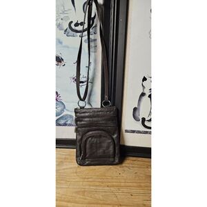 Dark Brown wallet crossbody bag genuines‎ leather 4 compartments 10x7.25"